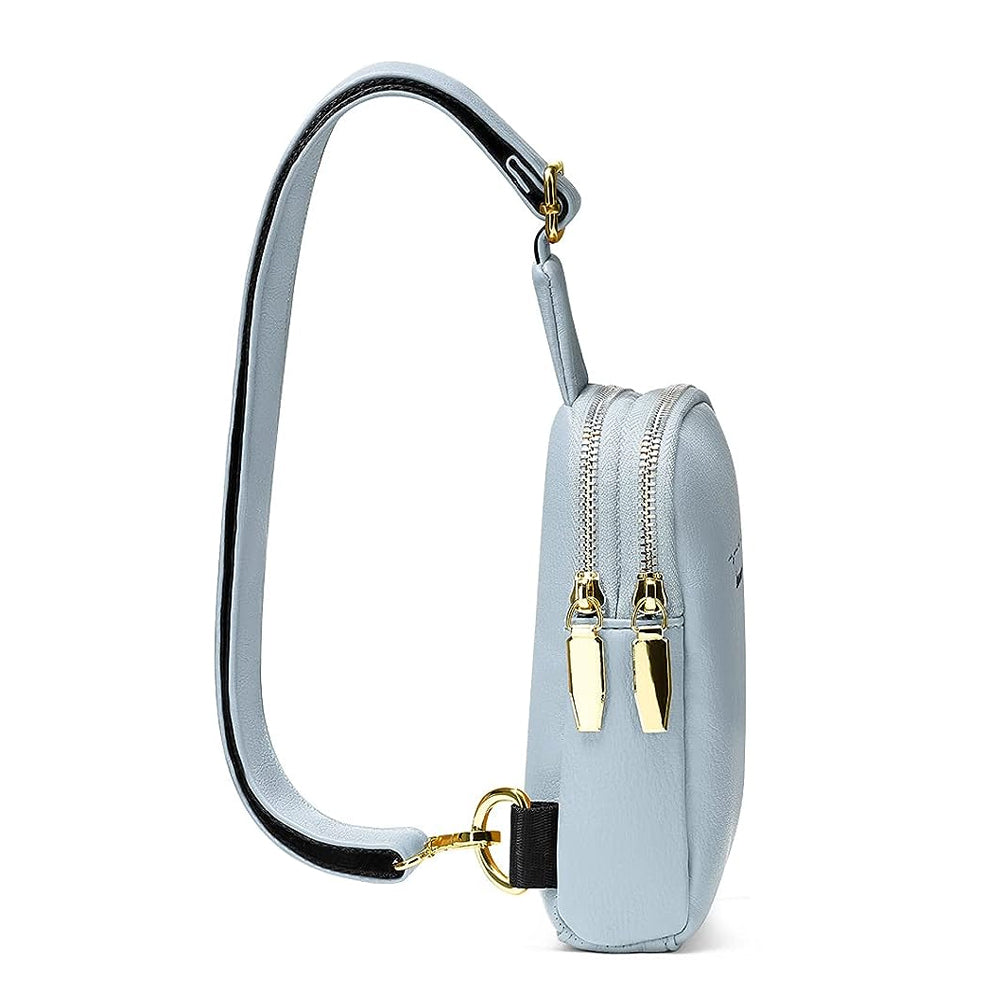 Unisex PU Sling Bag Fanny Pack Chest Pack Crossbody Bag Blue