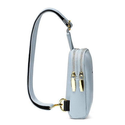 Unisex PU Sling Bag Fanny Pack Chest Pack Crossbody Bag Blue