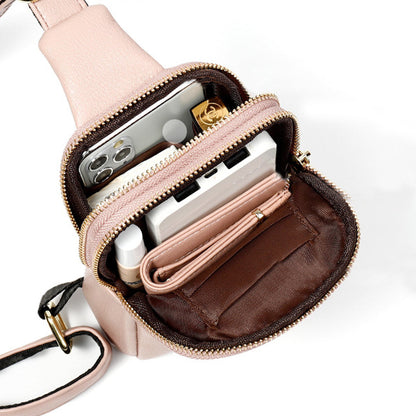 Unisex PU Sling Bag Fanny Pack Chest Pack Crossbody Bag Pink