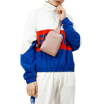 Unisex PU Sling Bag Fanny Pack Chest Pack Crossbody Bag Pink