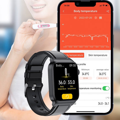 Bluetooth Smart Watch Sport Watch Blood Glucose ECG Monitoring Watch Black