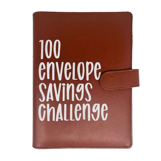 100 Envelope Challenge Binder Budget Planner Savings Challenge Book Brown