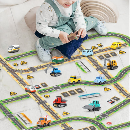 Kids DIY Imaginative Road Tape and Stickers Kit Toy Cars Accessories