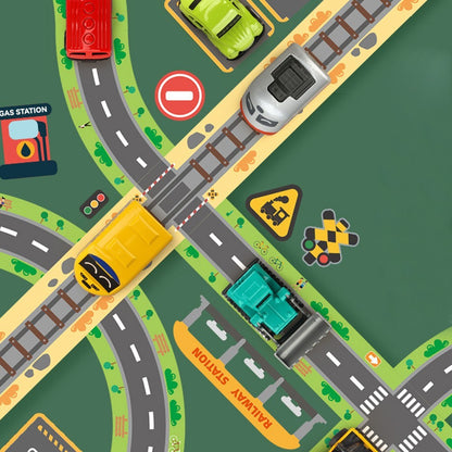 Kids DIY Imaginative Road Tape and Stickers Kit Toy Cars Accessories
