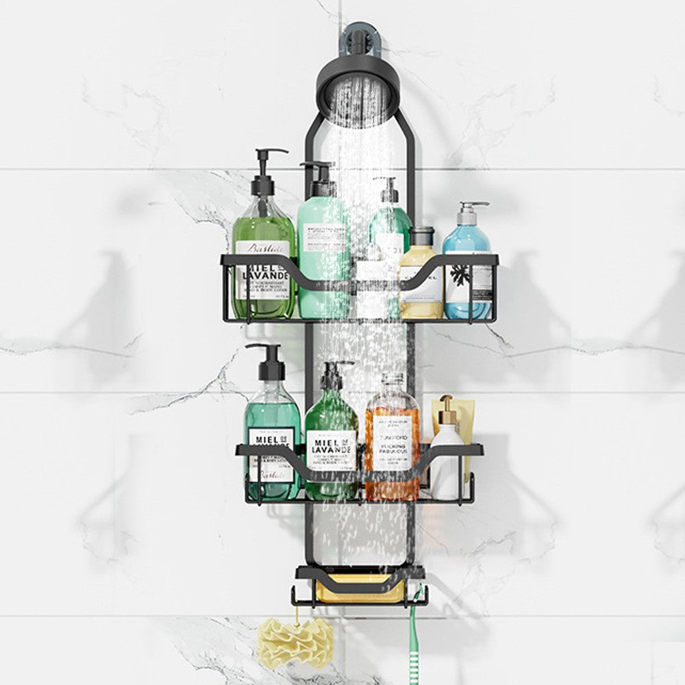 3 Layers Hanging Shower Caddy Over the Shower Head Bathroom Shelf Organizer