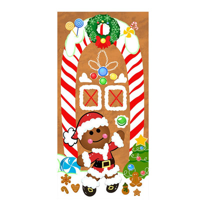 Christmas Santa Door Covers Backdrop Background Banner Christmas Party Decoration Style 1