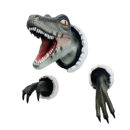 3-Piece Set Wall-Mounted Dinosaur Sculpture Props Home Art Dinosaur Decoration Blue