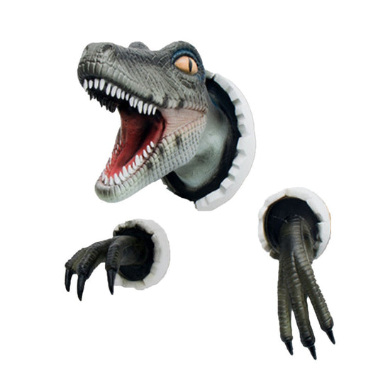 3-Piece Set Wall-Mounted Dinosaur Sculpture Props Home Art Dinosaur Decoration Blue