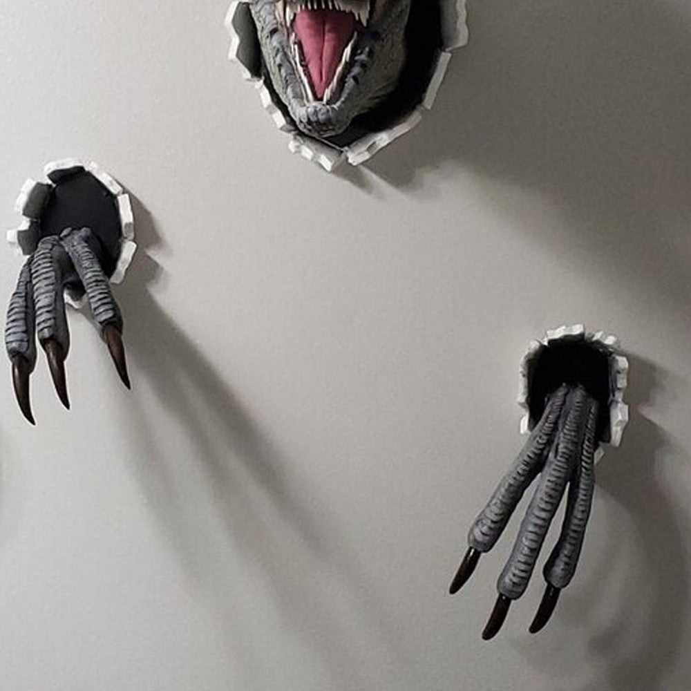 3-Piece Set Wall-Mounted Dinosaur Sculpture Props Home Art Dinosaur Decoration Blue