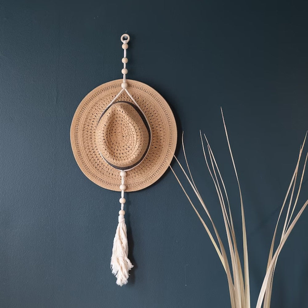 Macrame Hat Hangers for Wall Bohemian Women Hat Rack Organizer Hat Display Decor