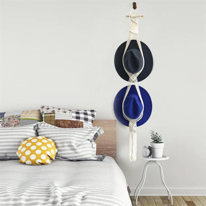 Macrame Hat Hangers for Wall Bohemian Women Hat Rack Organizer Hat Display Decor