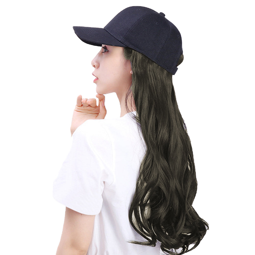 Black Curly Long Wig Hat Adjustable Baseball Cap Hat Sun Visor Cap for Women Girls