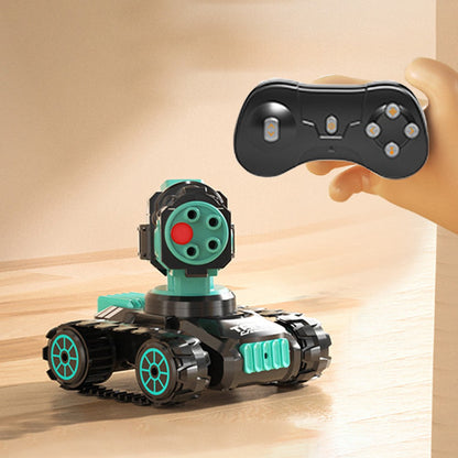 4WD Tank Toy Off-Roader Remote Control Car with 360 Degree Rotating Soft Bullets Shooting Cannon Black