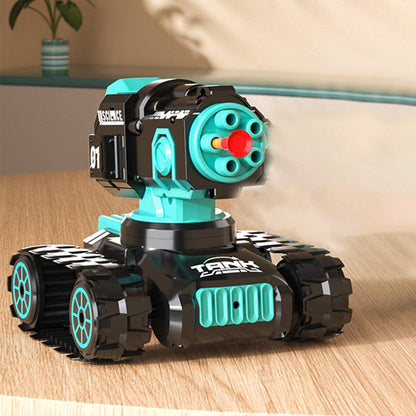 4WD Tank Toy Off-Roader Remote Control Car with 360 Degree Rotating Soft Bullets Shooting Cannon Black