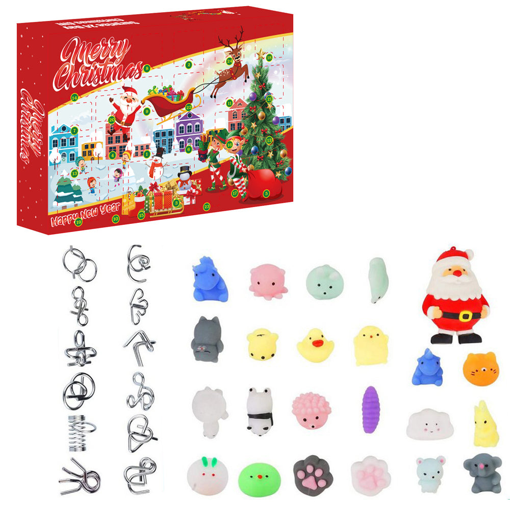 Kids 24Pcs Brain Teaser Puzzles Toys Advent Calendar Christmas Countdown Calendar Gift Box Style 2