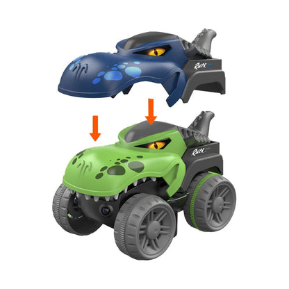 138Pcs Changeable Track Dinosaur Racing Car Set Kids Light Up Dinosaur Car Toy