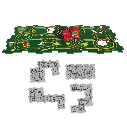 9-Piece Christmas DIY Assembling RailCar Building Toys Set Puzzle Track Car Play Set Kid Gift