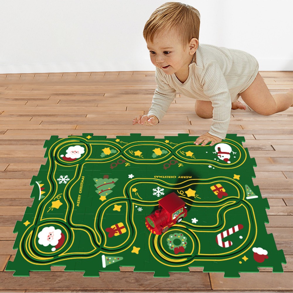 13-Piece Christmas DIY Assembling RailCar Building Toys Set Puzzle Track Car Play Set Kid Gift