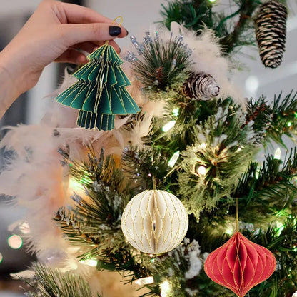 6Pcs Christmas Tree Honeycomb Ball Hanging Pendants