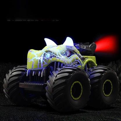 Dinosaur Toy Car RC Stunt Car 360 Degree Rolling Twister with Light Green