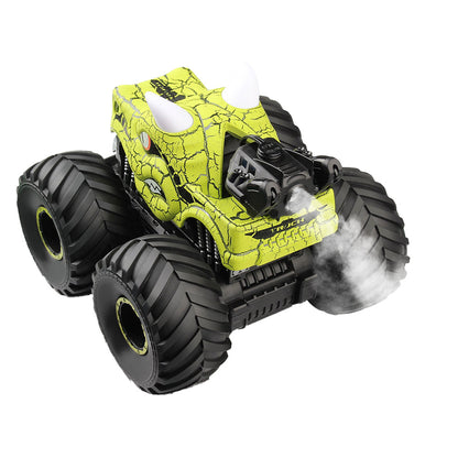 Dinosaur Toy Car RC Stunt Car 360 Degree Rolling Twister with Light Green