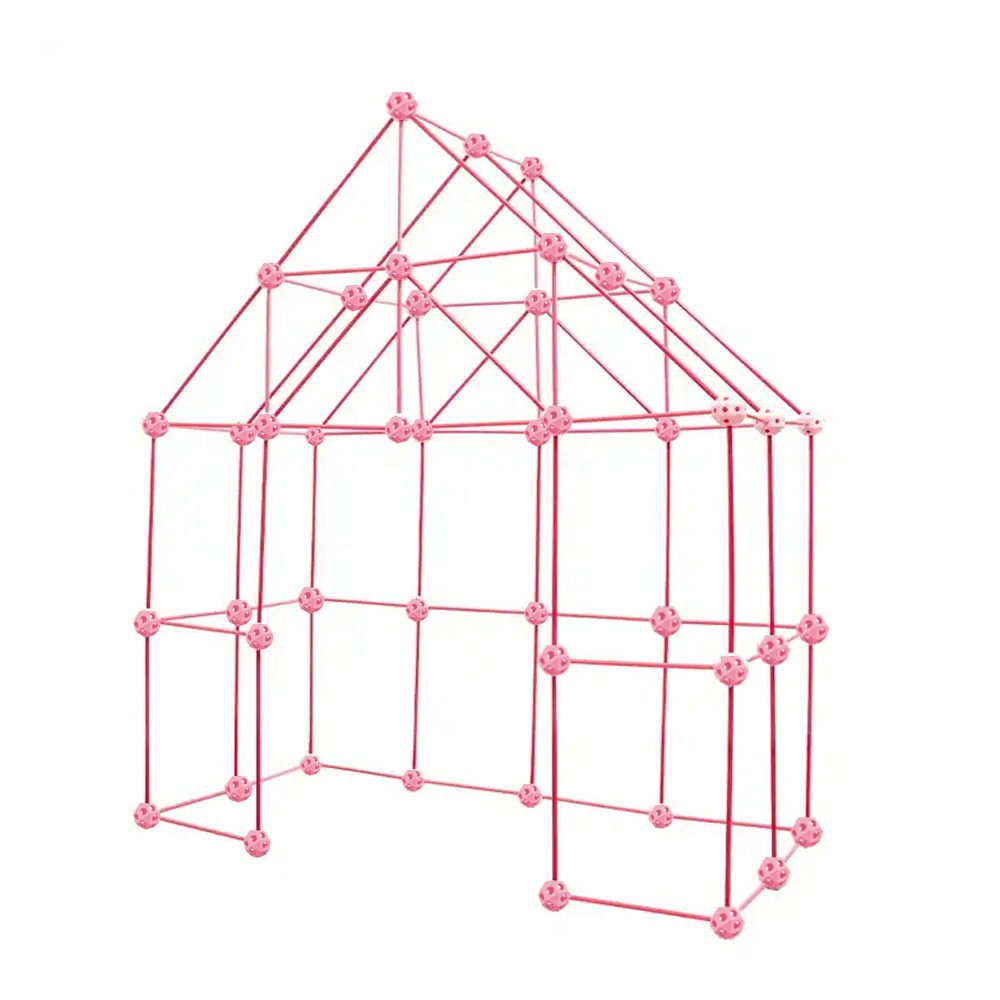 Set of 138Pcs DIY Kids Fort Building Toys Kit Build Educational Learning Toy Pink
