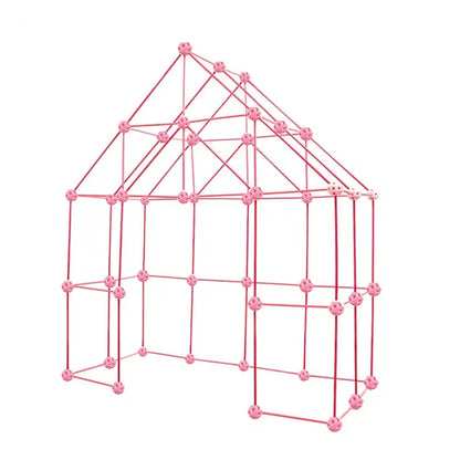Set of 138Pcs DIY Kids Fort Building Toys Kit Build Educational Learning Toy Pink