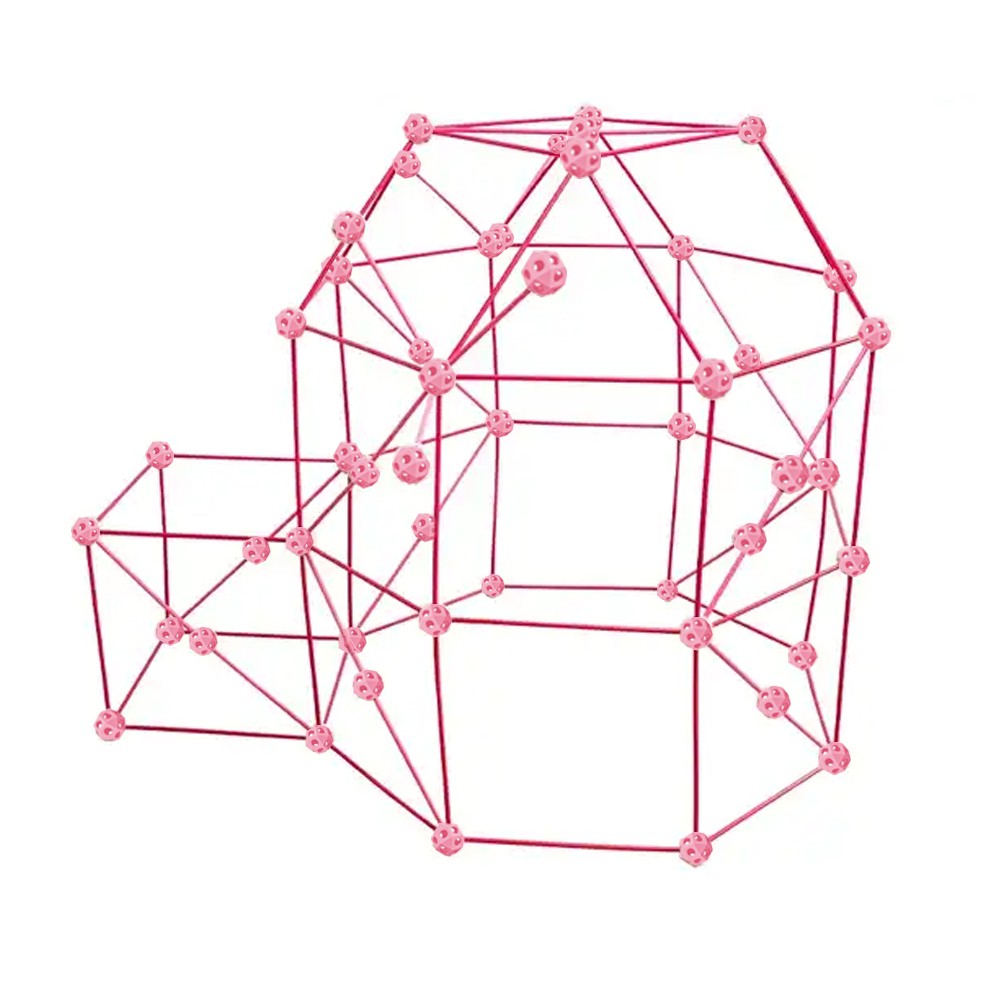 Set of 138Pcs DIY Kids Fort Building Toys Kit Build Educational Learning Toy Pink