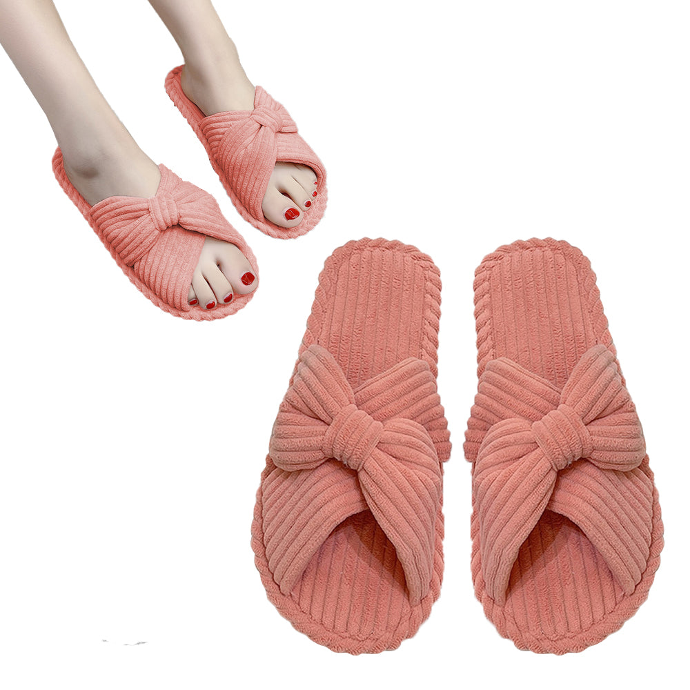 Cross Strap Flat Slippers Breathable Open Toe Women Slippers for Home-Orange