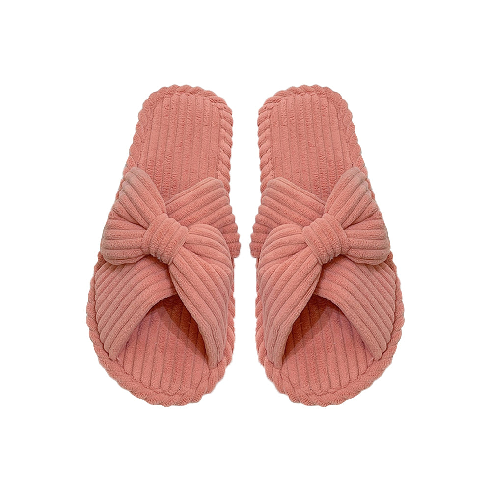 Cross Strap Flat Slippers Breathable Open Toe Women Slippers for Home-Orange