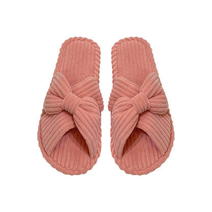 Cross Strap Flat Slippers Breathable Open Toe Women Slippers for Home-Orange