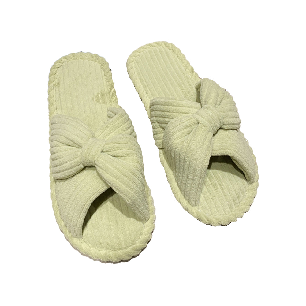Cross Strap Flat Slippers Breathable Open Toe Women Slippers for Home-Green