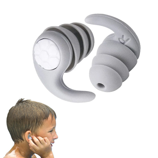 Pair of Silicone Swimming Ear Plugs Sleep Noise Reduction Earplugs Grey