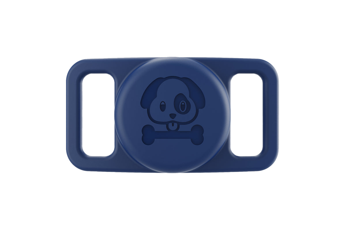 Water Resistant Airtag Dog Collar Holder Silicone Protective AirTag Cover-Blue