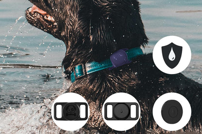 Water Resistant Airtag Dog Collar Holder Silicone Protective AirTag Cover-Blue
