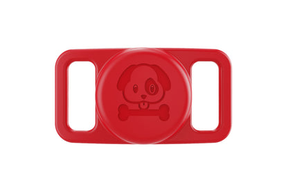 Water Resistant Airtag Dog Collar Holder Silicone Protective AirTag Cover-Red