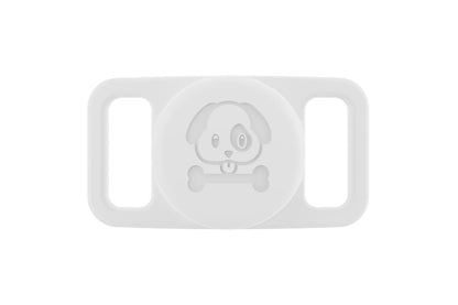 Water Resistant Airtag Dog Collar Holder Silicone Protective AirTag Cover-White