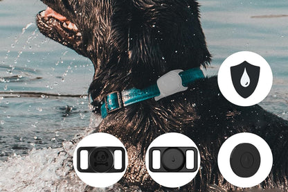 Water Resistant Airtag Dog Collar Holder Silicone Protective AirTag Cover-White
