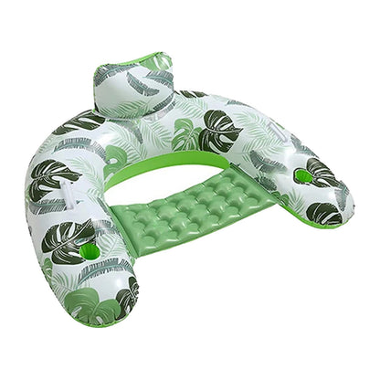 Inflatable Pool Float Chair Floaties Lounge Toys with Cup Holder Summer Swimming Green