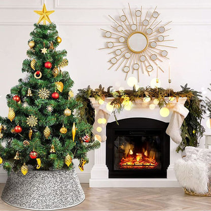 Christmas Tree Collar Glitter Xmas Tree Ring Round Sparkle Christmas Tree Base Tree Skirt Sliver