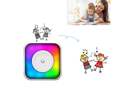 Mini Thermal Printer with RGB Light Portable Pocket Photo Picture Printer with 10 Rolls of Paper