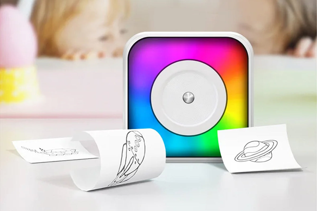 Mini Thermal Printer with RGB Light Portable Pocket Photo Picture Printer with 10 Rolls of Paper