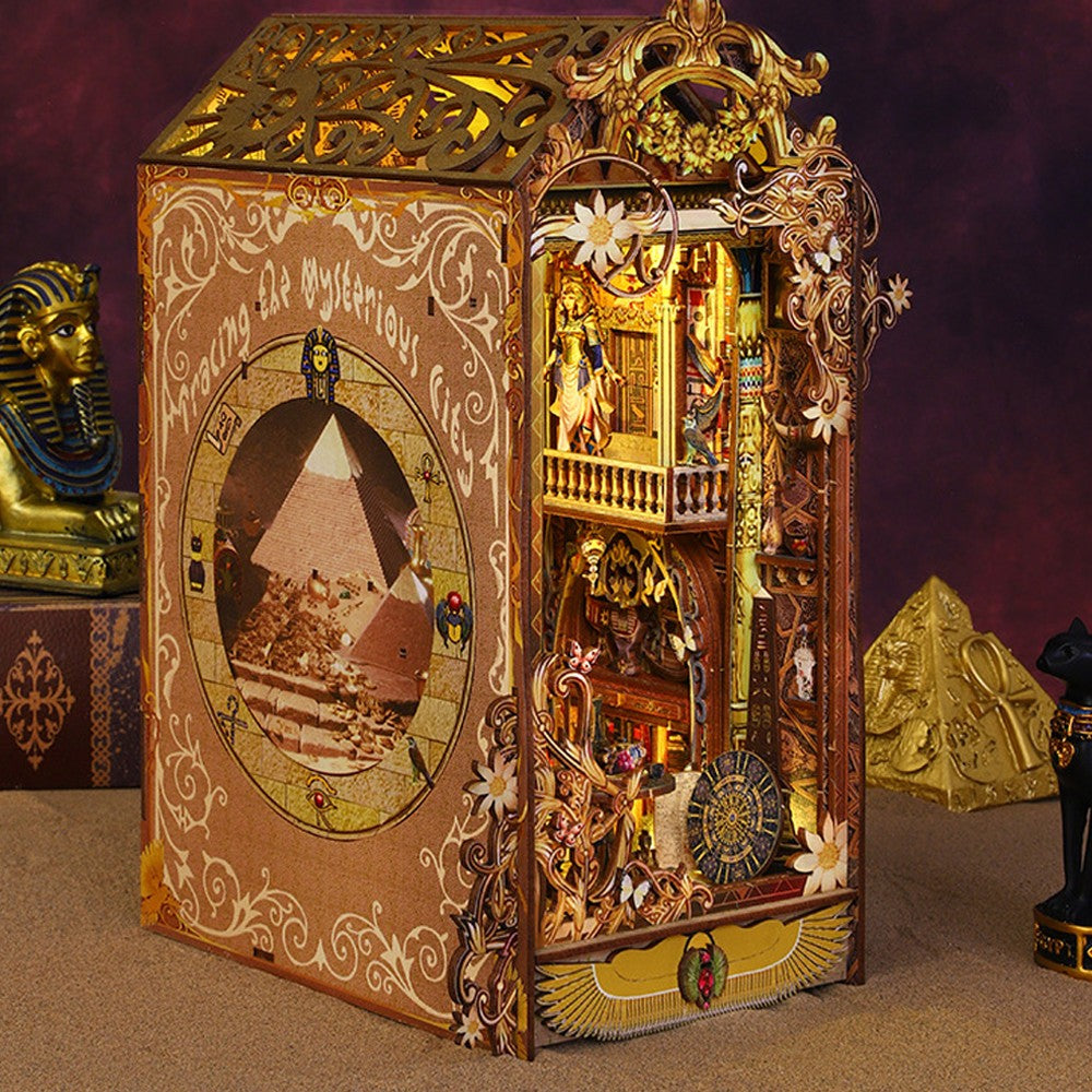 DIY Book Nook Kits 3D Wooden Puzzle Miniature Dollhouse Kit Bookshelf Decor