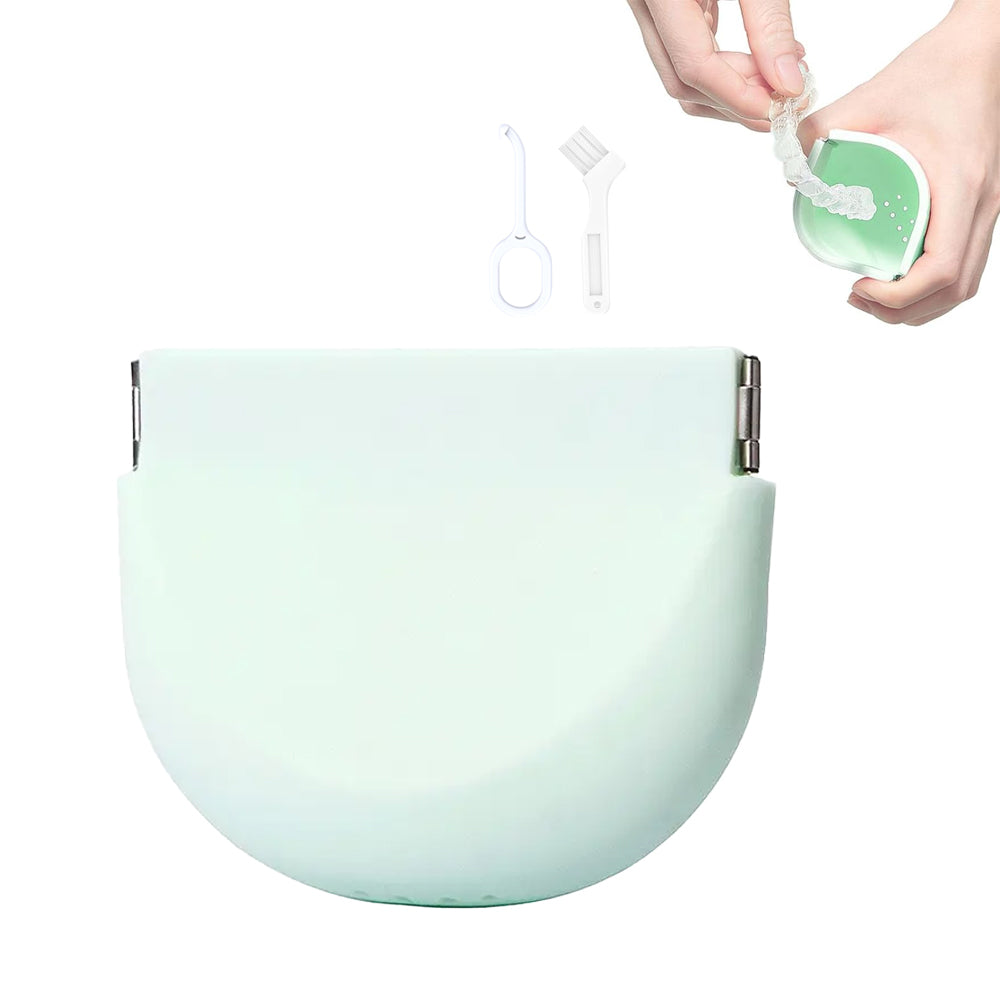 Portable Silicone Retainer Storage Case Retainer Holder Mouth Guard Retainer Case Green