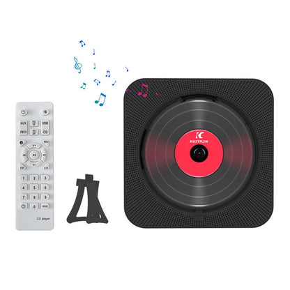 Wall-Mount Bluetooth CD Player LCD Display Music Player Home Audio Boombox Black