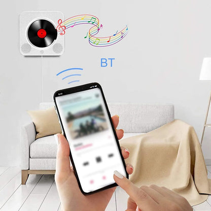 Wall-Mount Bluetooth CD Player LCD Display Music Player Home Audio Boombox White