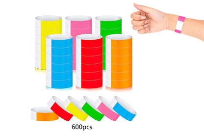 600 Piece Neon Wrist Bands Counts Paper Hand Bands