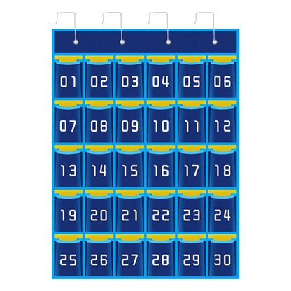 30 Pockets Numbered Pocket Chart Classroom Sundries Closet Hanging Organizer