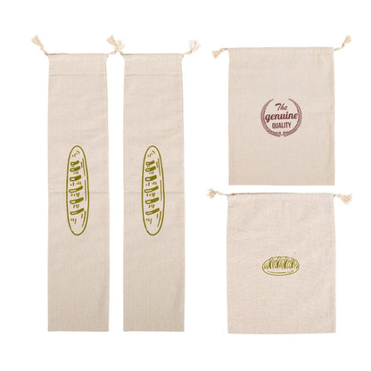 4 Pcs Linen Bread Bags Reusable Reusable Bread Bags with Drawstring for Homemade Bread