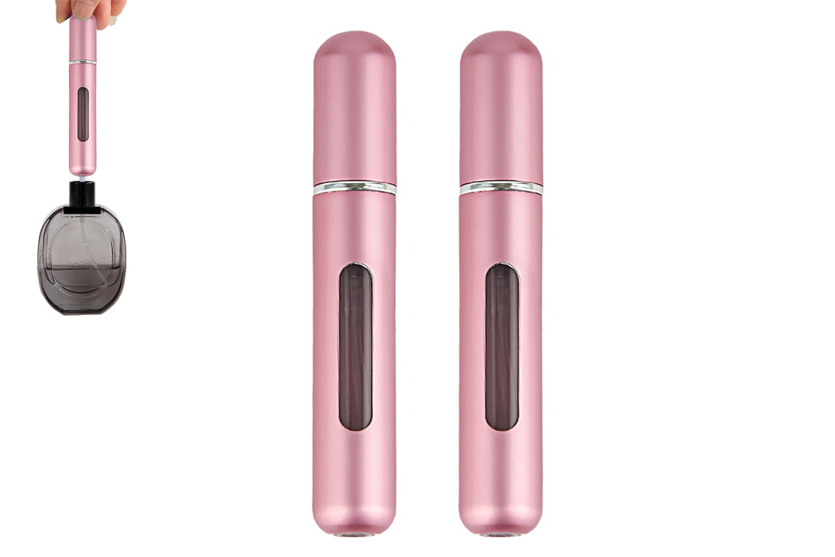 2pcs Mini Perfume Spray Pump 8ML Refillable Bottle Atomizer for Travel Outdoor-Pink